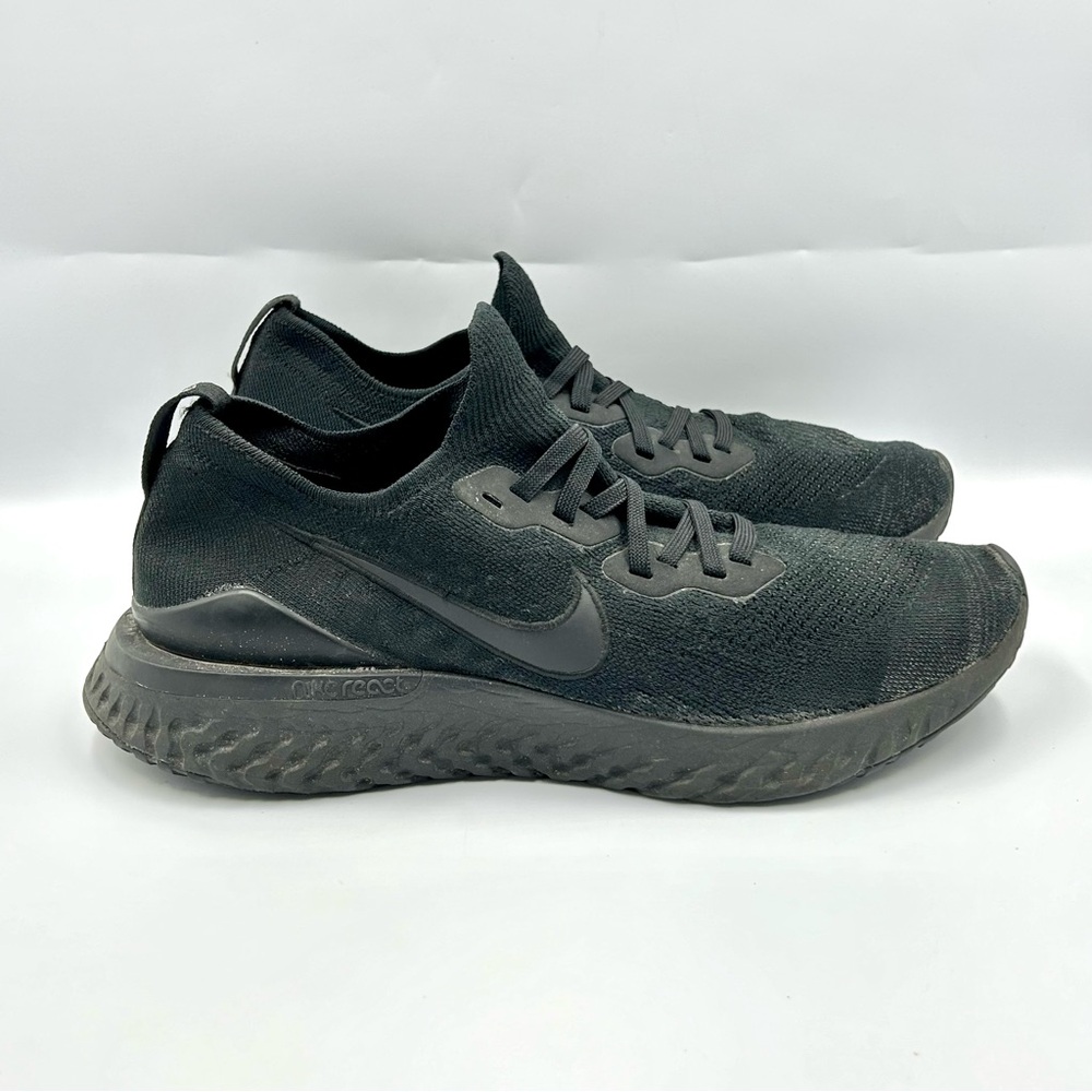 Nike Epic React FlyKnit Triple Black Shoes BQ8928-011 Size 11 Athletic Sneakers - Picture 3 of 9